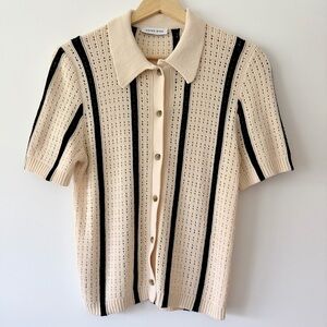 ANINE BING striped Short-Sleeve Knit Polo